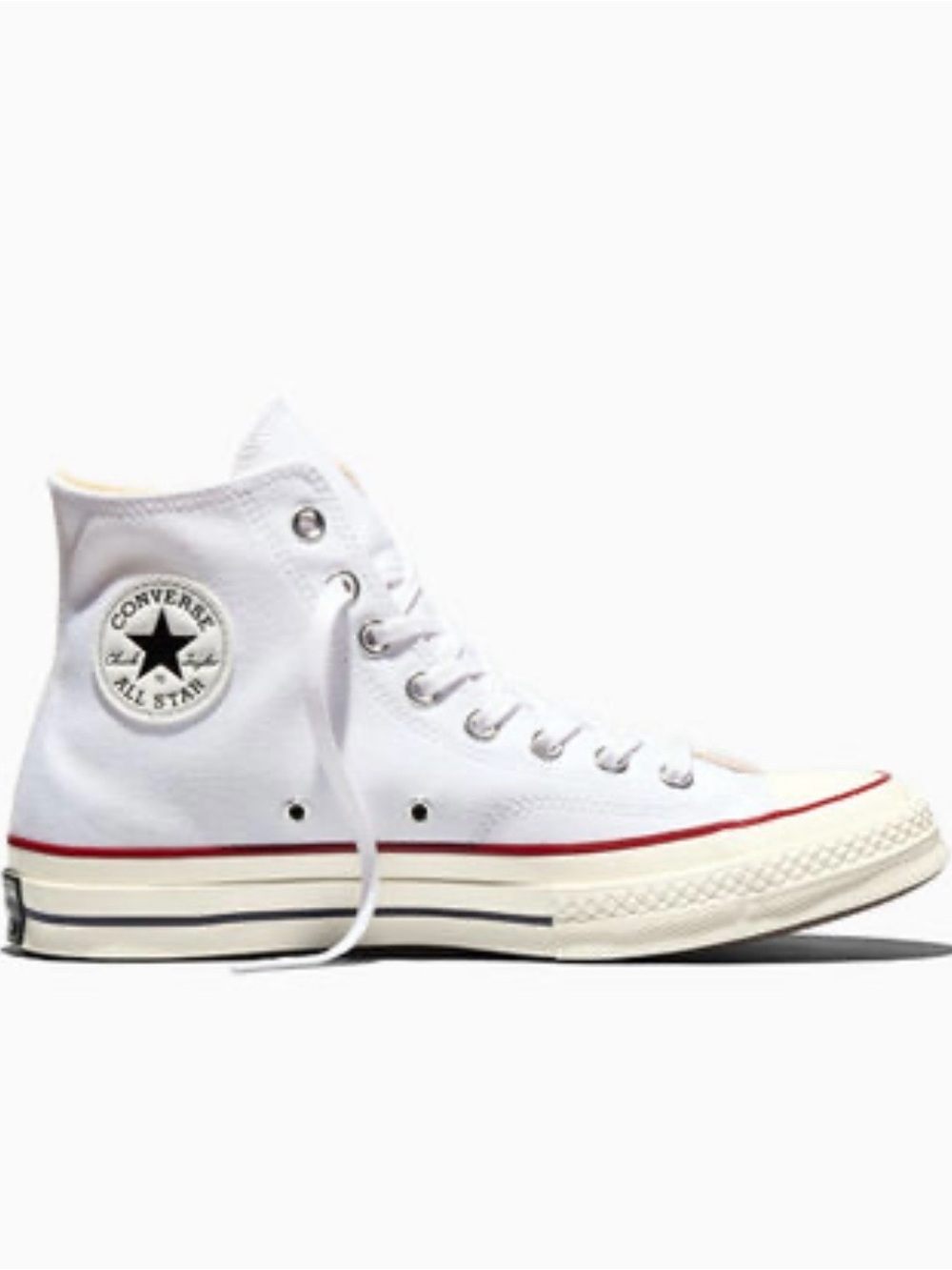 Converse White High Top Canvas Sneakers with Red Trim NWT